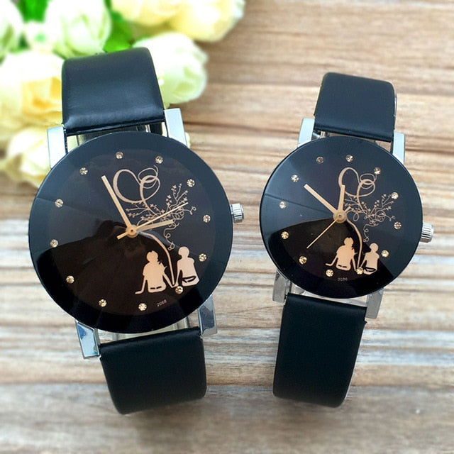 Simple couple Quartz watch Crysta Lovers Student Couple Stylish Spire Glass Belt Quartz Watch Clock dress Bracelet watch YE1