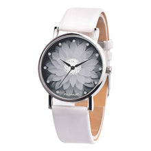 Load image into Gallery viewer, Hot Sale Brand Simple Trend Women Watches Elegant Lotus Print Rhinestone Watch Leather Strap Ladies Quartz Wristwatches Clock #B